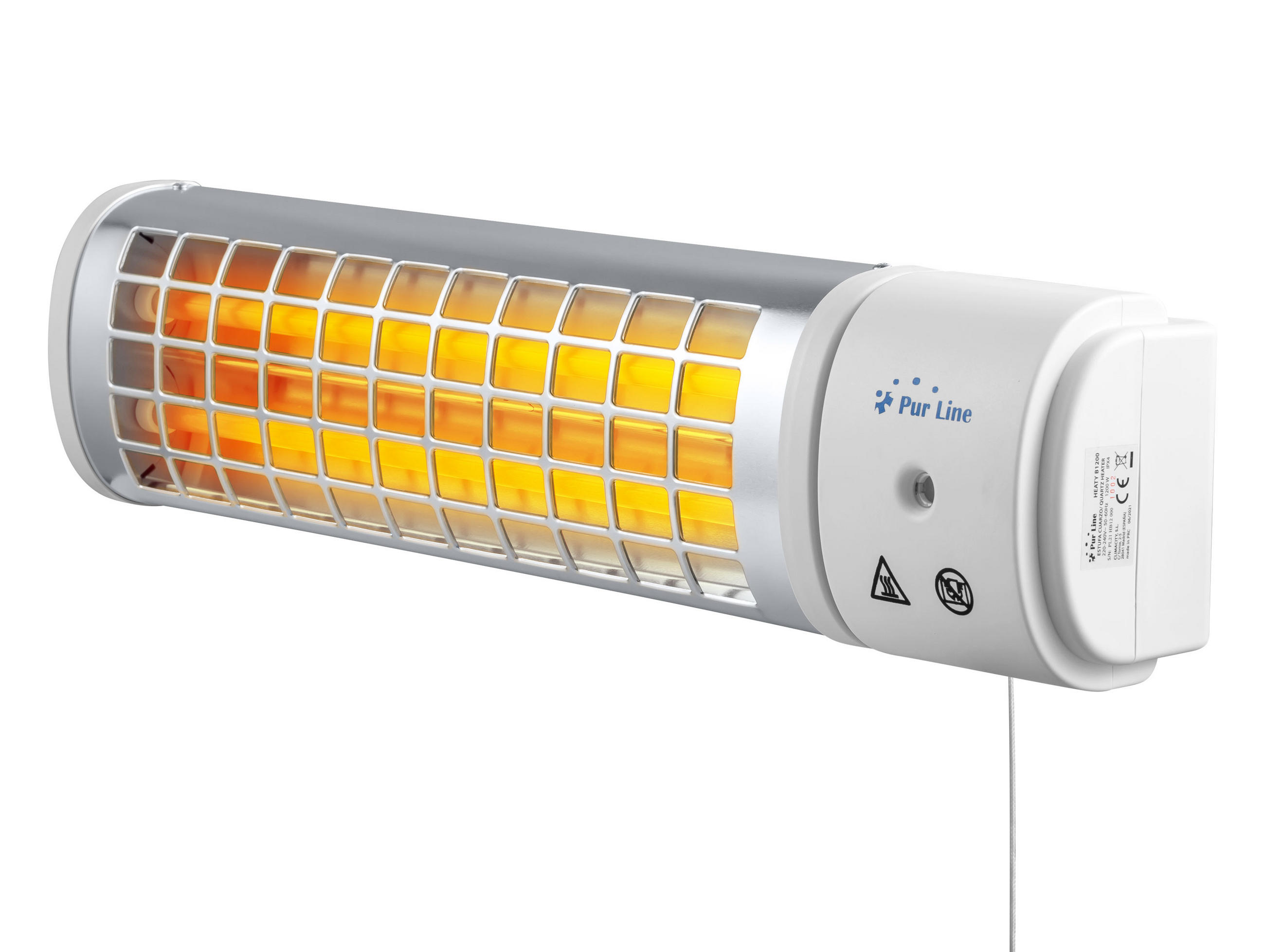 HALOGEN-HEIZUNG für Wandmontage Weiß für Außenbereich und Bad 1200 W - Weiß, Kunststoff/Metall (55/10/13cm) - Purline