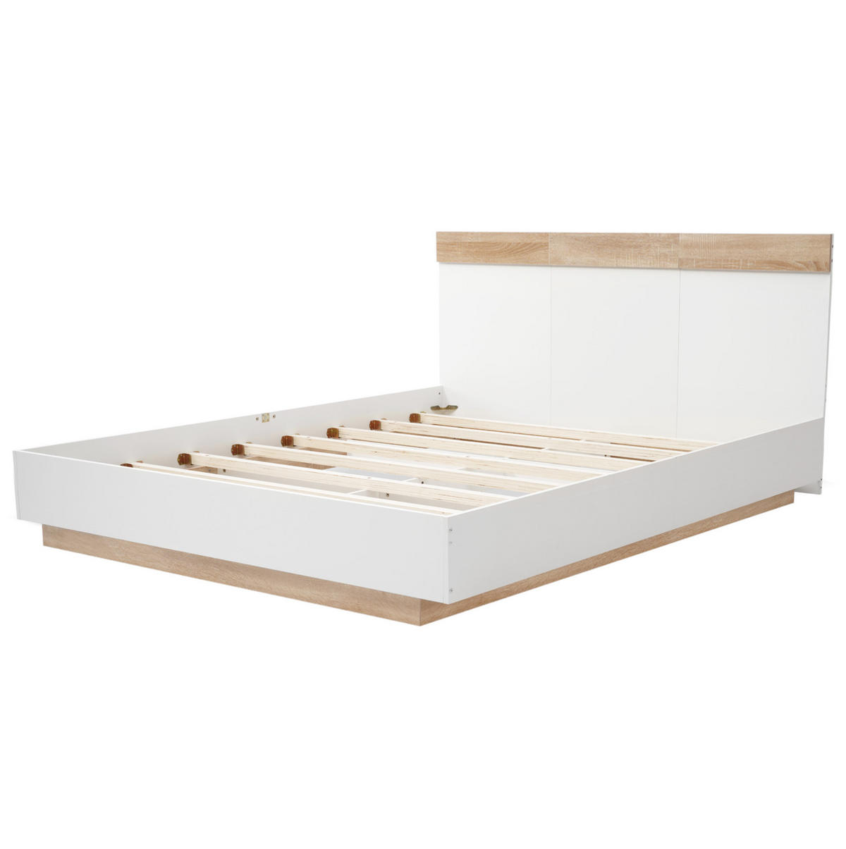 POLSTERBETT 180/200 cm Weiß/Sonoma-Eiche aus Holzwerkstoff mit Lattenrost - Weiß, Holz (180/200cm) - OKMYHOME