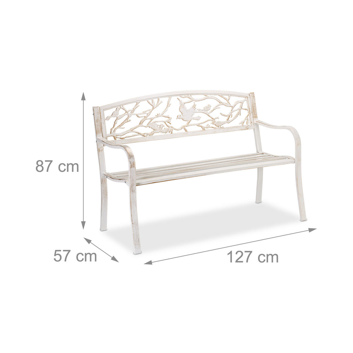 GARTENBANK Vögel - Multicolor, Metall (127/87/57cm) - Relaxdays