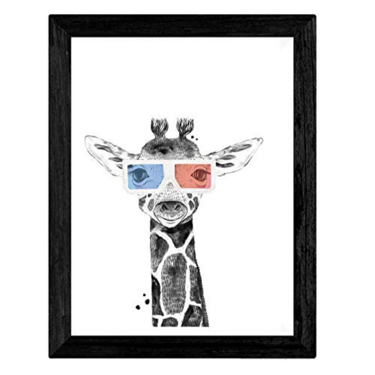 POSTER Set mit 4 Kinder Tiere mit 3DBrille A3 Rahmenlos - Klar, Papier (29.7/3cm) - Nacnic