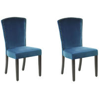 ESSZIMMERSTUHL 2er-Set Samtstoff Blau Piseco - Blau, Holz/Textil (48/97/62cm) - Beliani