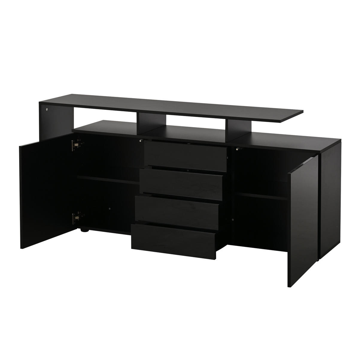SIDEBOARD DE-38591 160/35/70 cm LED-Beleuchtung und Hochglanz Schwarz - Schwarz, Holzwerkstoff (160/70/35cm) - ComfortXL