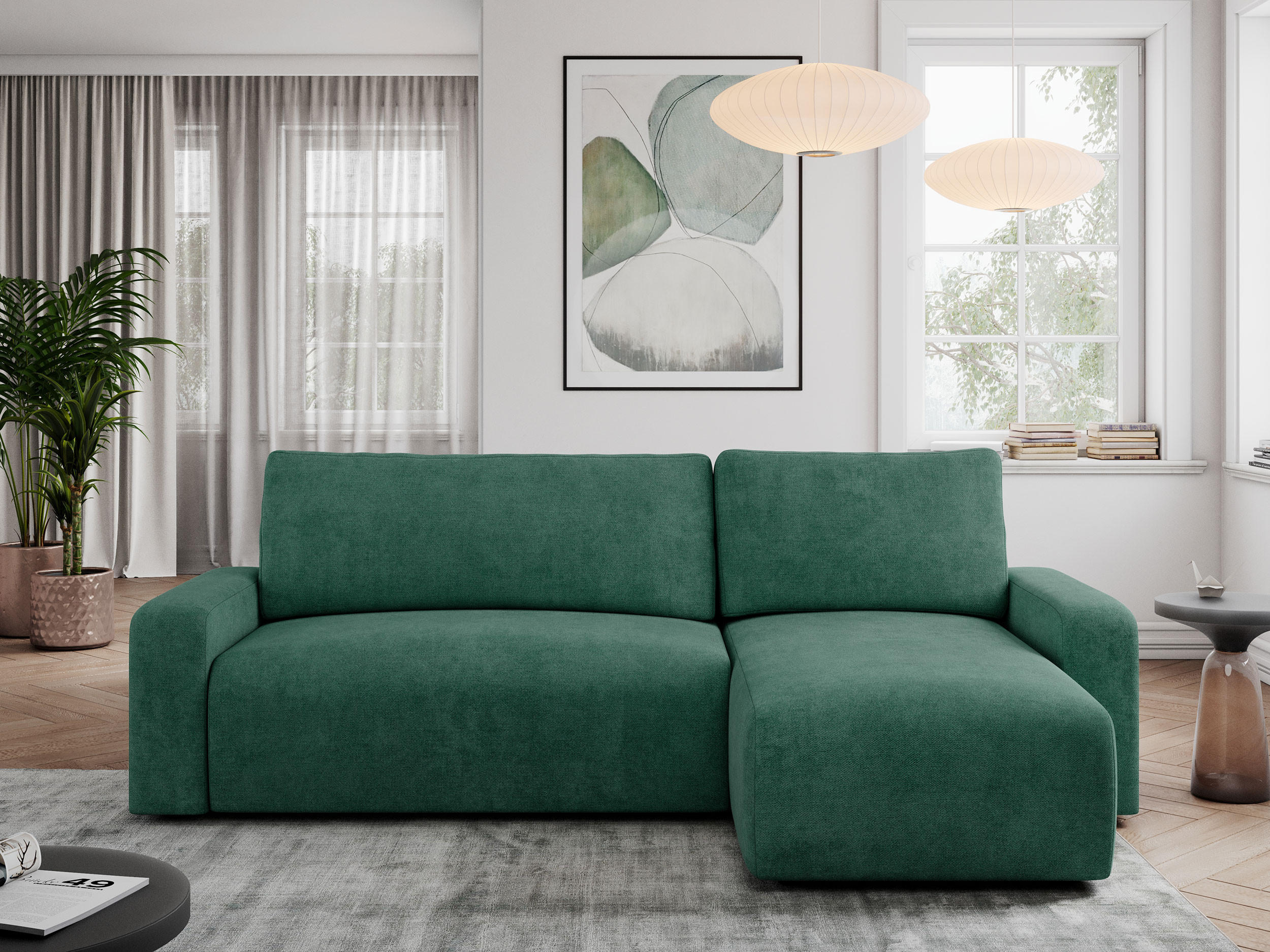 ECKSOFA ARGOS Grün Struktur - Schwarz/Grün, Kunststoff/Textil (245/150cm) - MKS