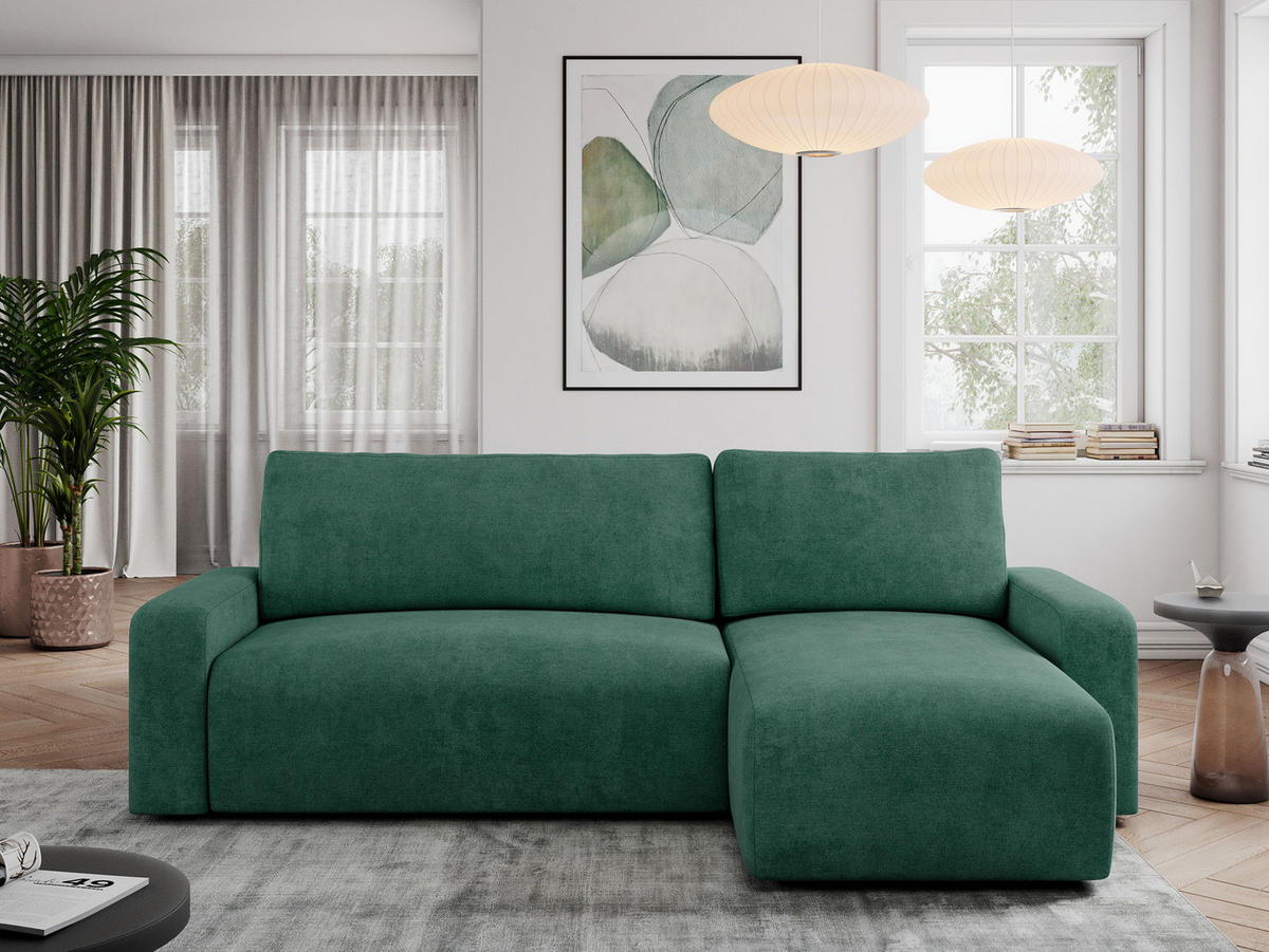 ECKSOFA ARGOS Grün Struktur - Schwarz/Grün, Kunststoff/Textil (245/150cm) - MKS