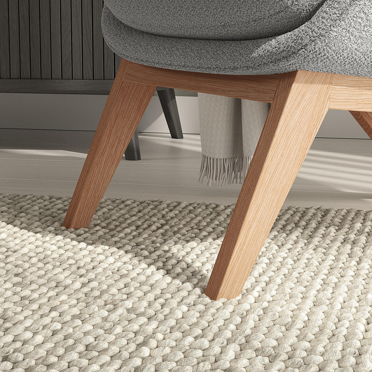 SESSEL mit Holzfüssen - Eichefarben/Grau, Eichenholz/Holz (83/95/97cm) - home24