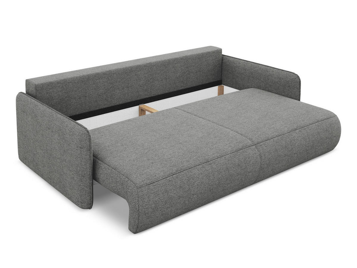 3-SITZER SOFA mit Schlaffunktion Chenille Stoff Grau - Schieferfarben/Schwarz, Kunststoff/Textil (216/86/105cm) - Makamii