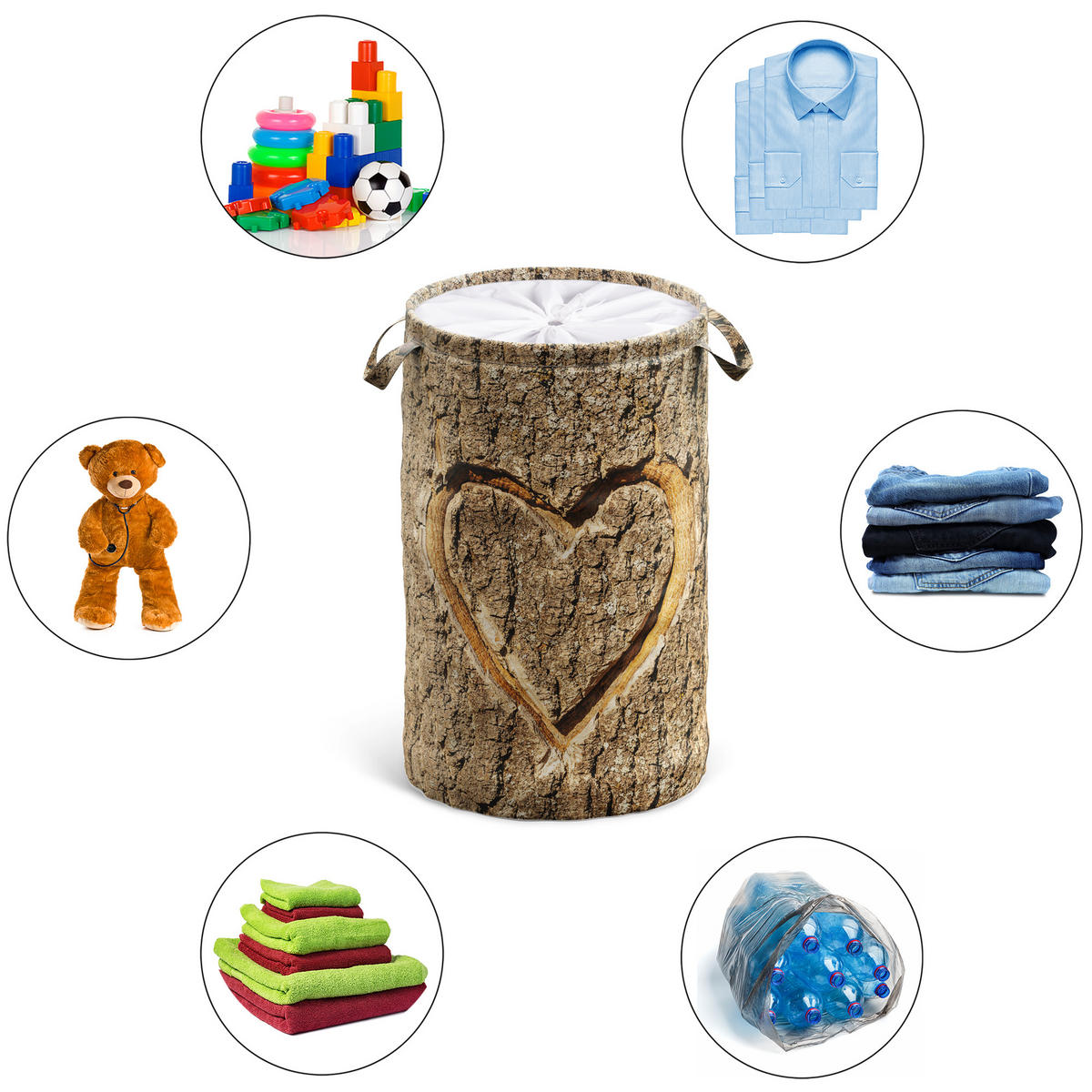 WÄSCHEKORB True Love - Braun, Textil (37/55/55cm) - Sanilo