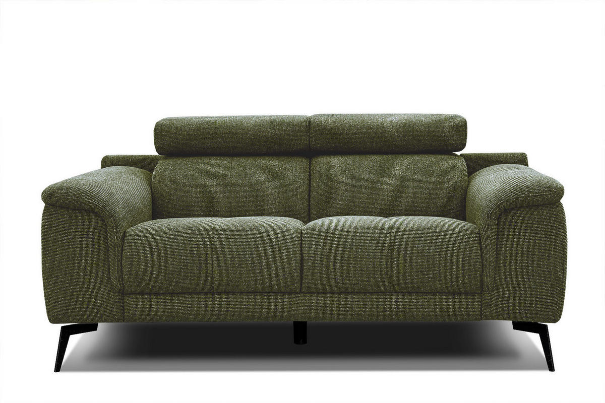 SOFA FIERO 2-Sitzer, olivgrün - Schwarz/Olivgrün, Holzwerkstoff/Textil (170/82/103cm) - Courtois Laville