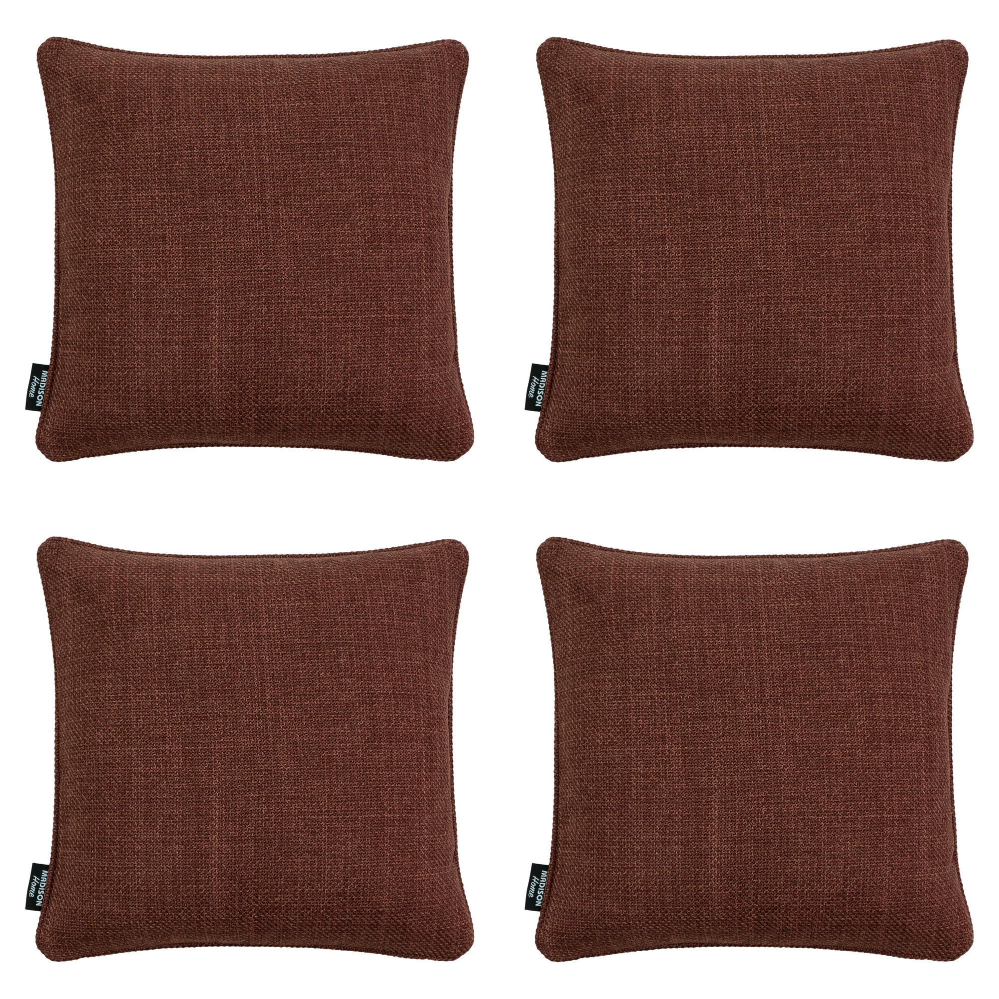 DEKOKISSEN Nola - Bordeaux - 60/60/10 cm - 4er-Set - Rot, Textil (60/60cm) - Madison
