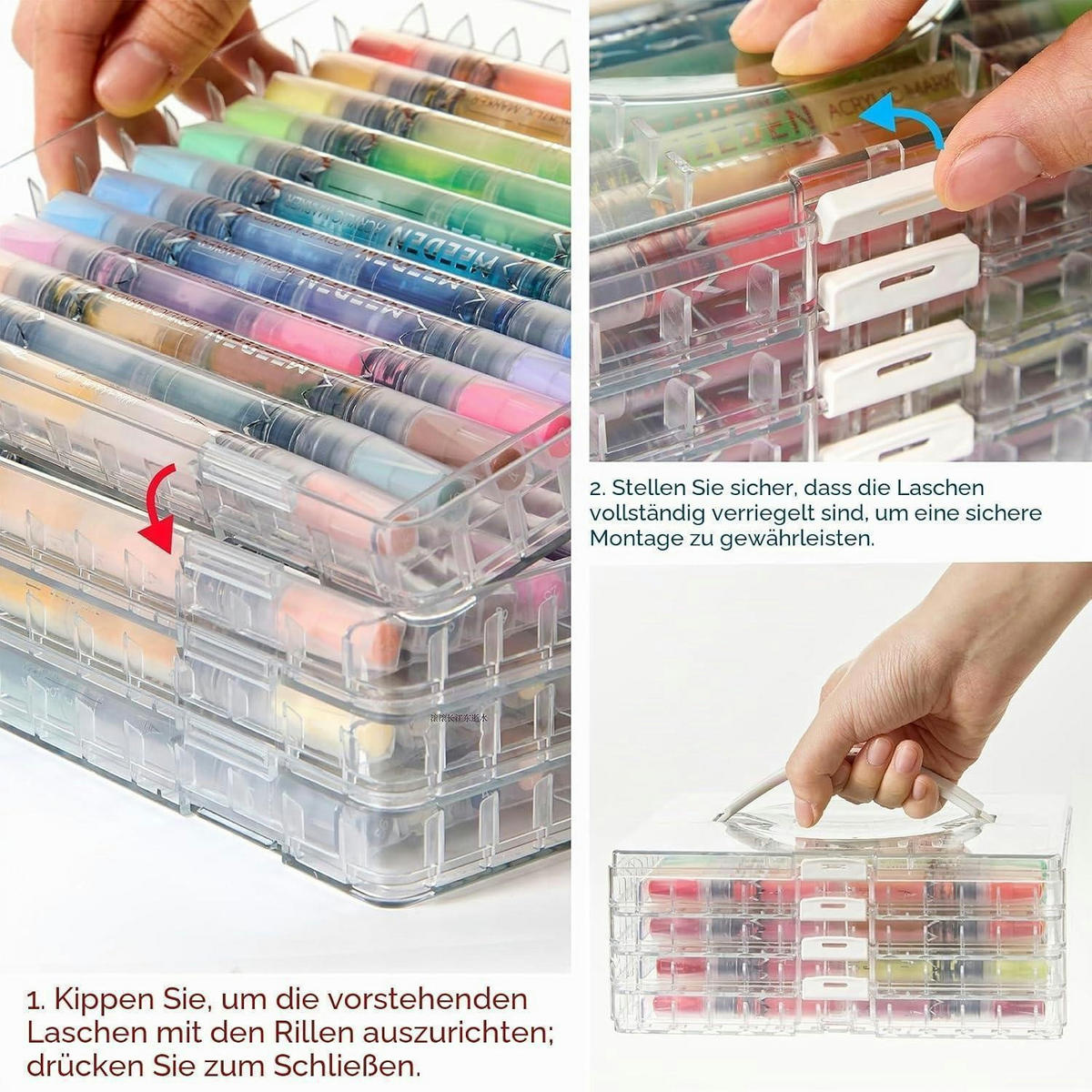 ACRYLSTIFTE Set 48 Farben Doppelspitze Pinselspitze - Multicolor, Kunststoff (1/1/17cm)