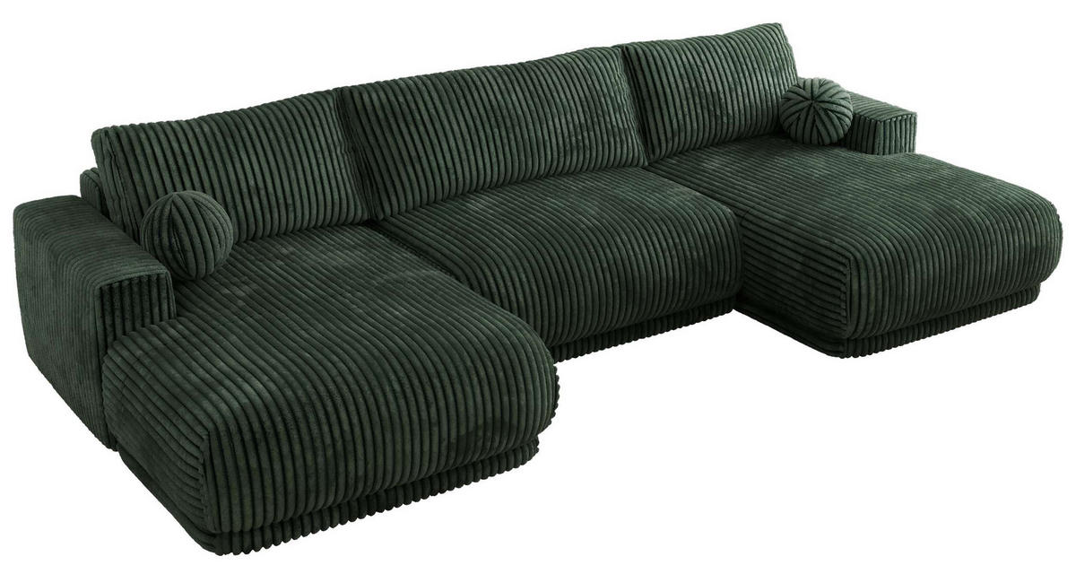 SEDACIA SÚPRAVA RINA U Tmavozelená Menčester - čierna/tmavozelená, textil/plast (360/85/170cm) - MKS