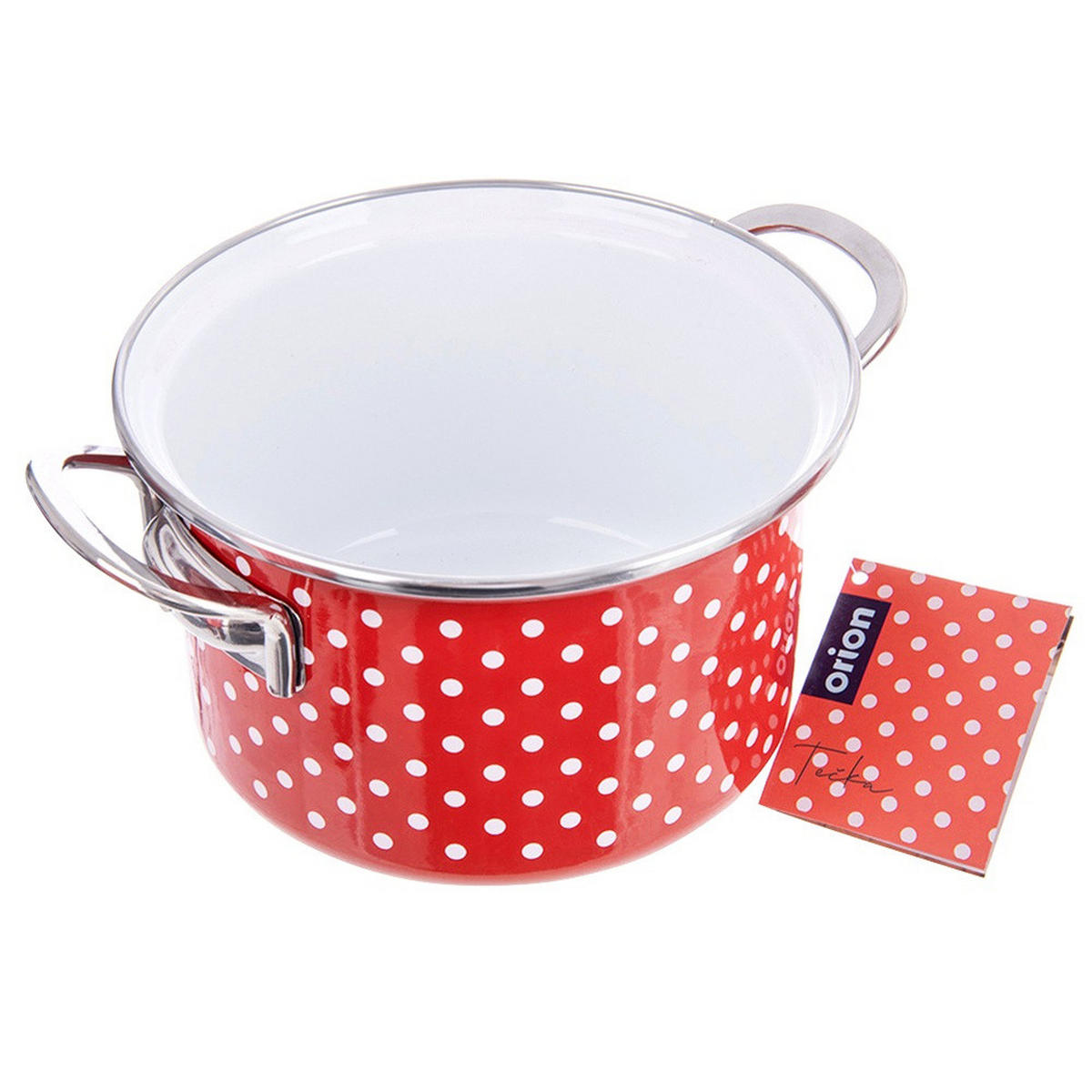 EMAILLIERTOPF Tecka mit weißen Punkten rot - Rot, Metall (18cm) - Orion 