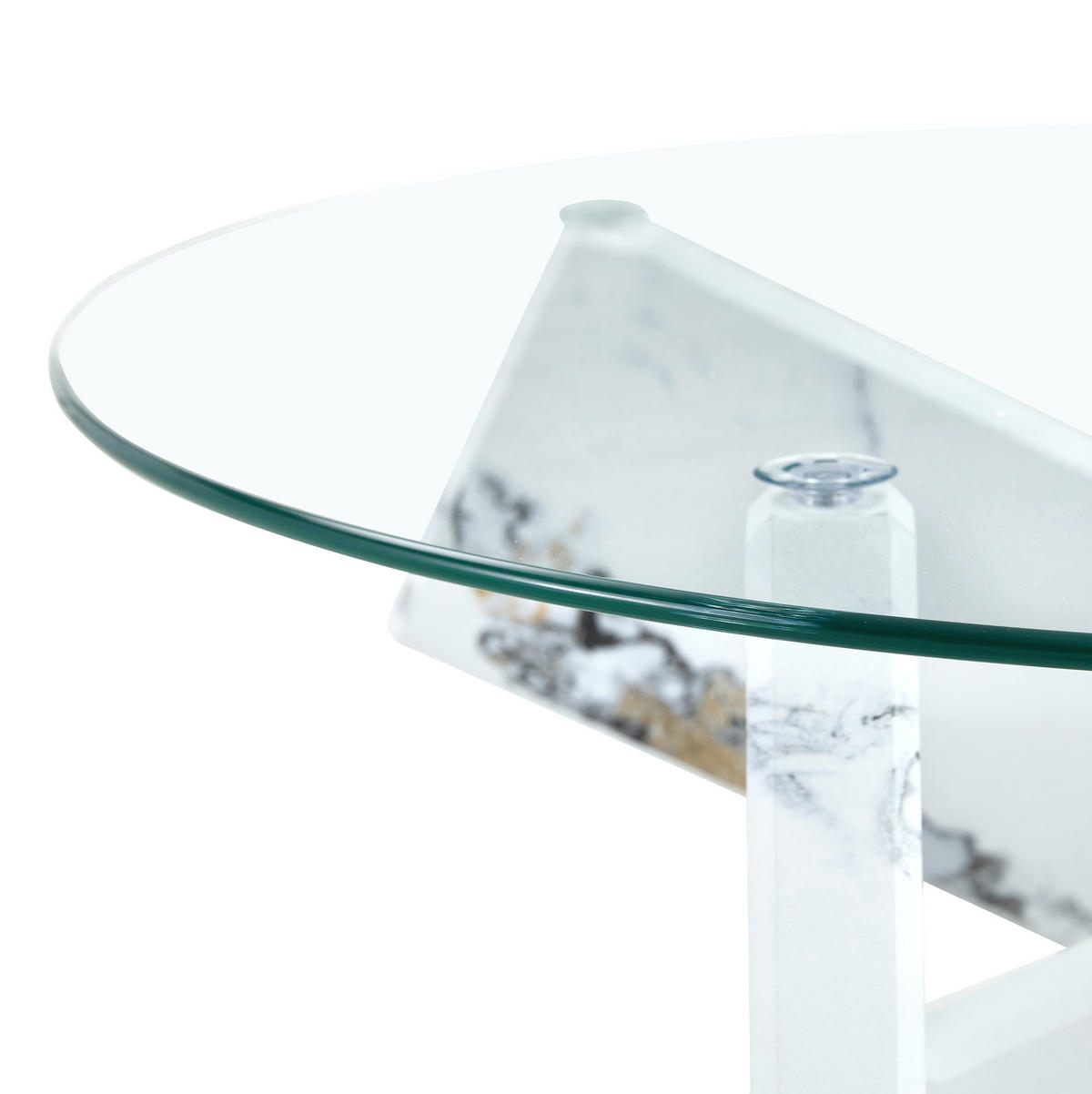 COUCHTISCH rund Ø 79 cm Glas/MDF Weiß Transparent - Weiß, Glas (79/79/45cm) - Meubliv