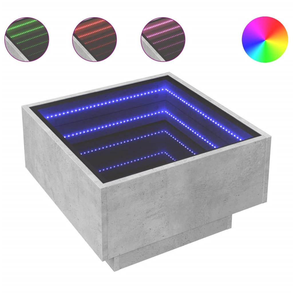 LED-COUCHTISCH Betongrau 50/50/30 Cm Holzwerkstoff - Grau, Holzwerkstoff (50/50/30cm) - vidaXL