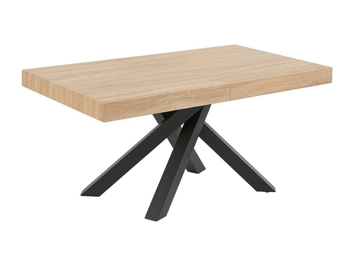 ESSTISCH ausziehbar - 6 bis 10 Personen - MDF & Metall - Naturfarben & Schwarz - CATONAV - Schwarz/Naturfarben, Holz (240/90/75cm) - Vente-Unique