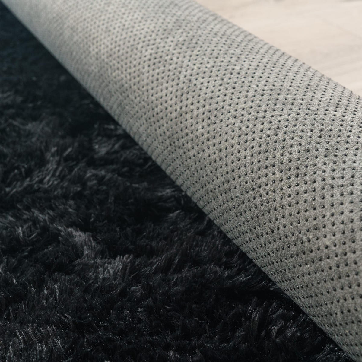 TEPPICH Hochflor Shaggy waschbar Unifarben Schlafzimmer schmutzabweisend Schwarz Rechteckig 160x220 - Schwarz, Textil (160/220cm) - KADIMA DESIGN