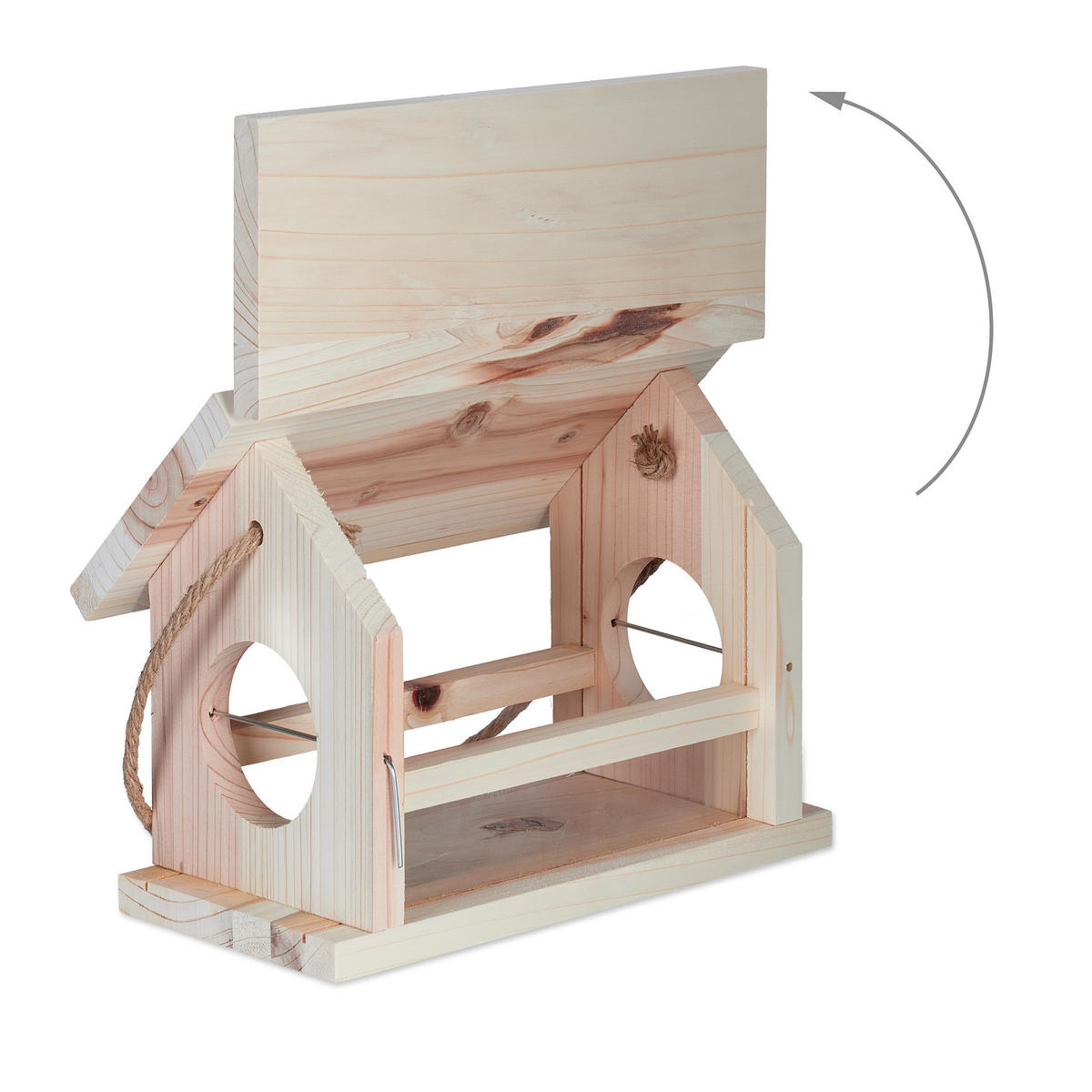 VOGELFUTTERHAUS - Hellbraun, Holz/Kunststoff (31/24/20cm) - Relaxdays
