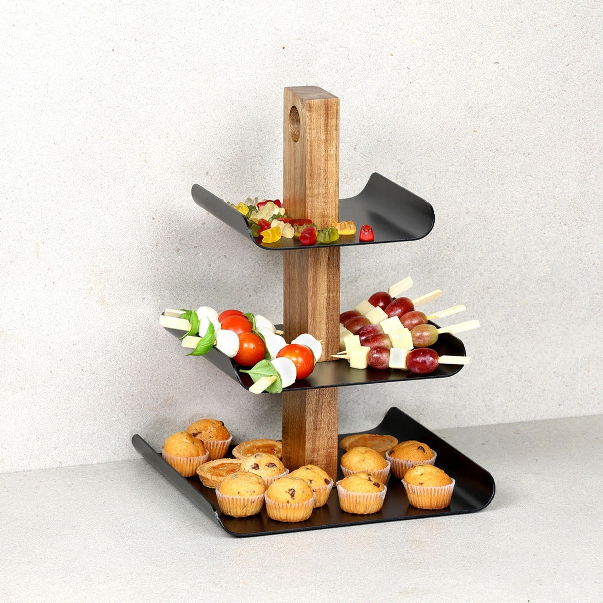 ETAGERE Schwarz 24,5/24/34 cm - Schwarz, Metall (34cm) - Kesper
