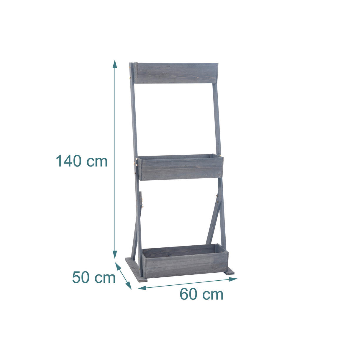 VERTIKALBEET - Anthrazit, Holz/Textil (60/140/50cm) - Relaxdays