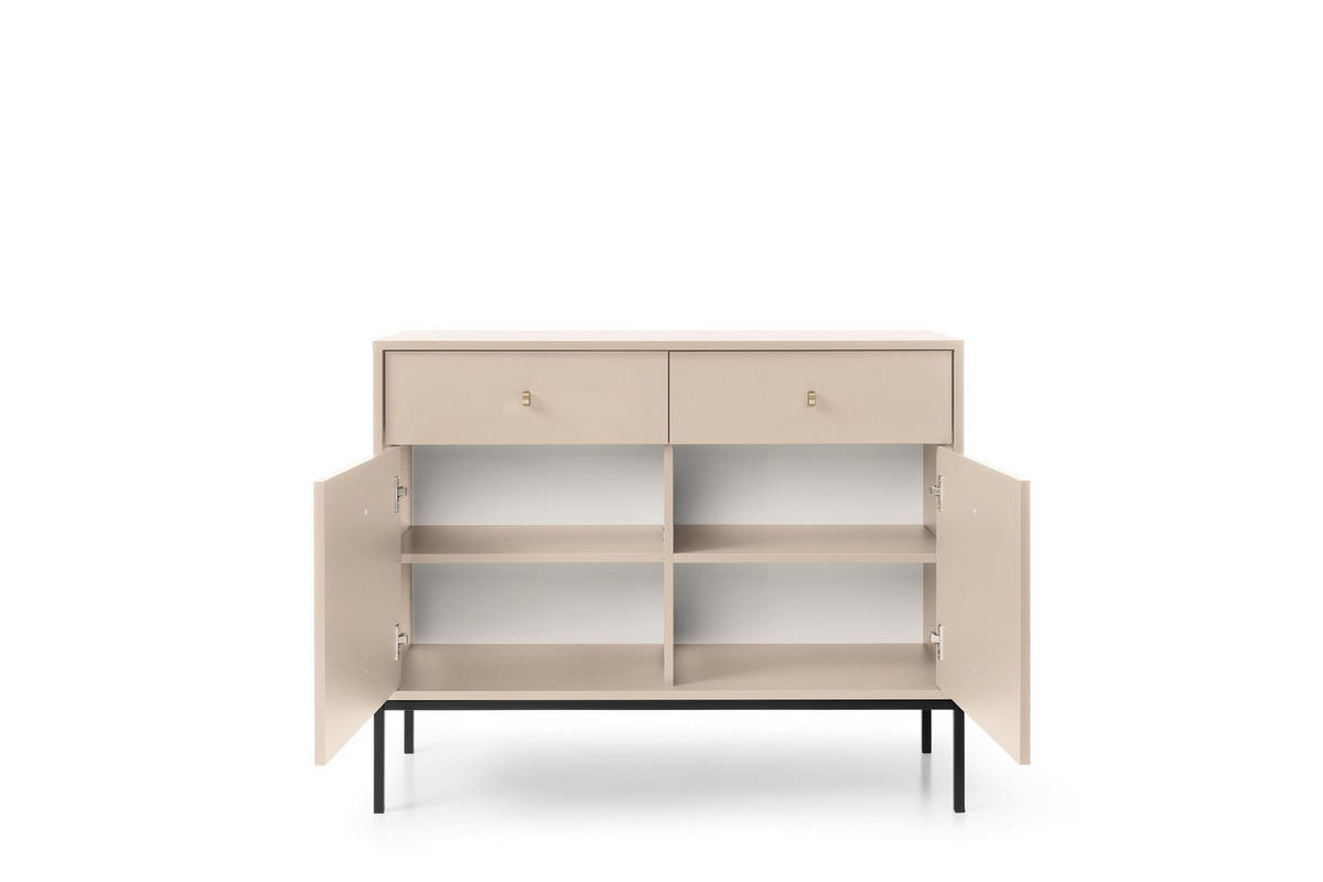 KOMMODE - kommode Melody II 2D2S Beige + Schwarz - Beige/Schwarz, Holzwerkstoff (104/83/39cm) - Möblo