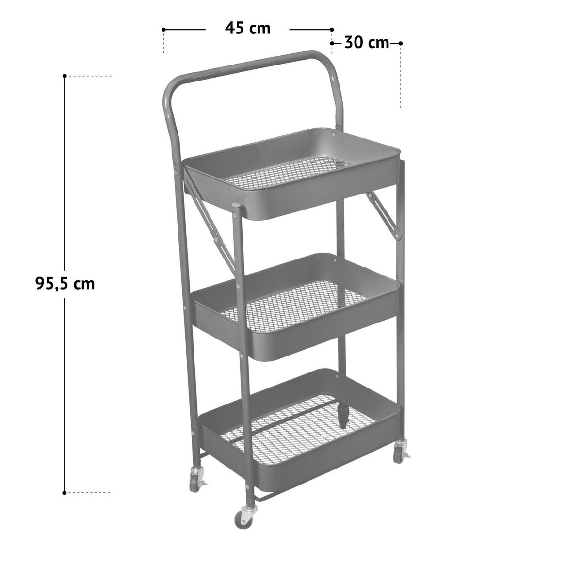 SERVIERWAGEN mit 3 Etagen Weiß - Weiß, Metall (45/95.5/30cm) - SVITA