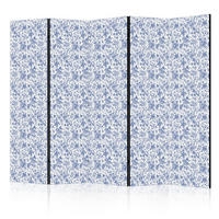 PARAVÁN Jednostranný 5-dielny 225x172 cm Modré Kvety - modrá, drevo/textil (225/172/3cm) - Muralo