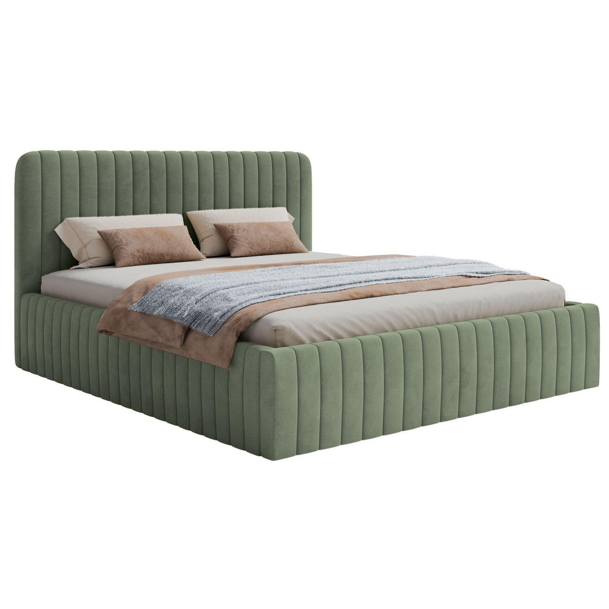 POLSTERBETT Saliano Eukalyptusgrün 140x200 cm - Dunkelgrün, Holz/Textil (140/200cm) - Selsey