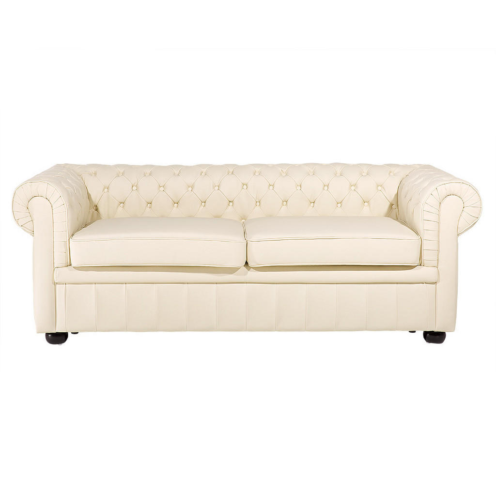 CANAPEA piele crem Chesterfield