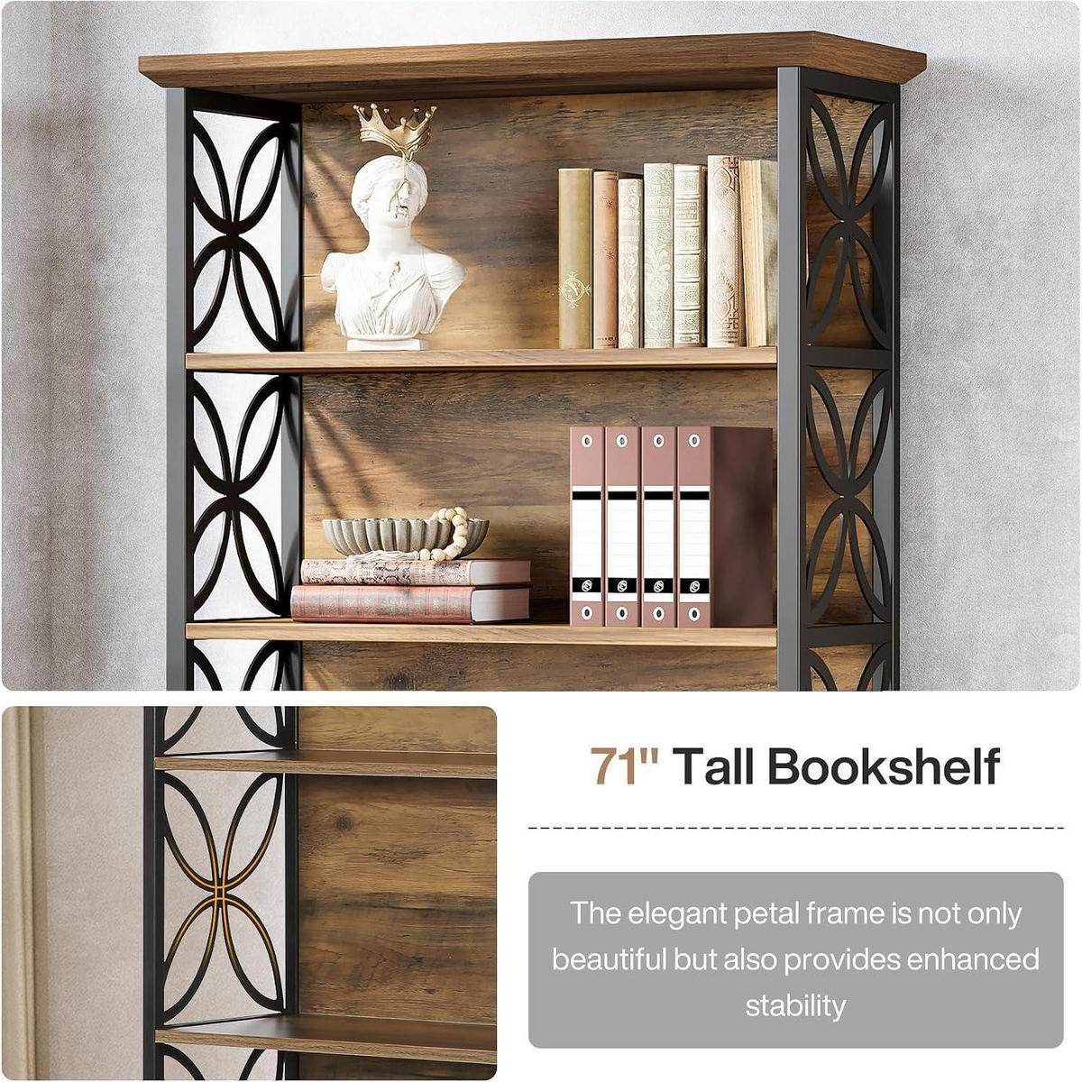 BÜCHERREGAL 6 Ebenen Braun - Braun, Metall (32/180/32cm)