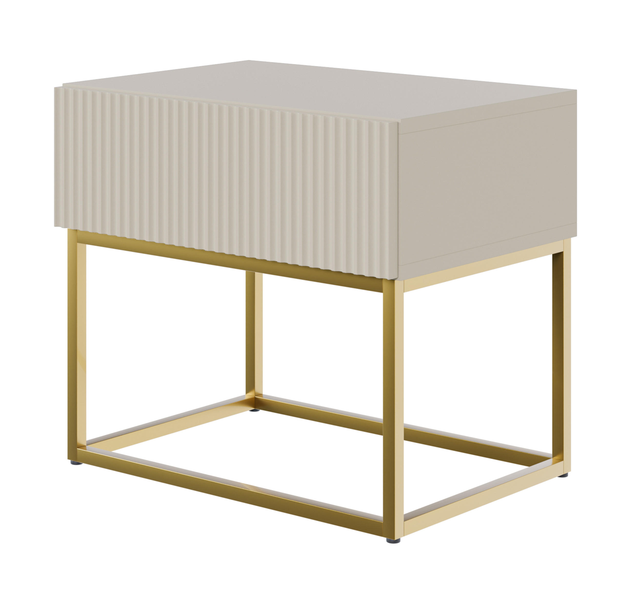 NACHTSCHRANK Veldio Graubeige mit goldenen Metallbeinen 50 cm - Greige/Goldfarben, Holzwerkstoff/Metall (50/44/35.6cm) - Selsey