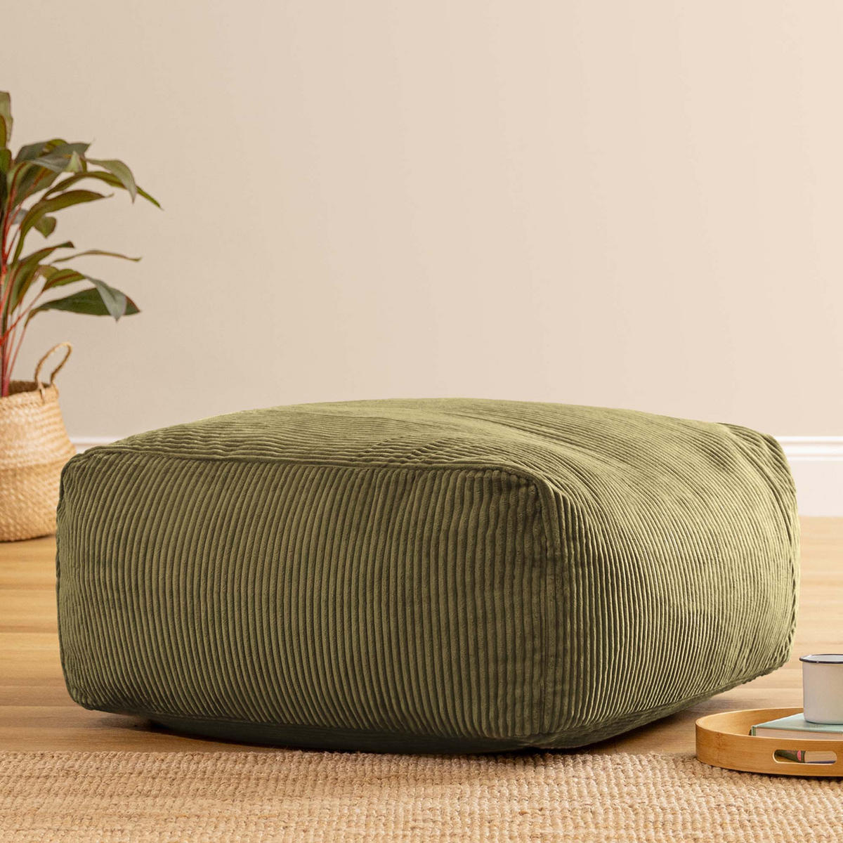SITZSACK-OTTOMANE ZEN modular Cord - Grün, Textil (95/46/95cm) - icon