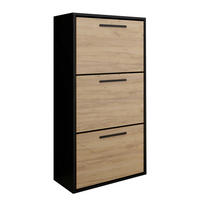SCHUHSCHRANK Asper Schwarz & Craft Eiche Gold - Honigeiche/Schwarz, Holzwerkstoff (59/114.6/24cm) - Kier Furniture