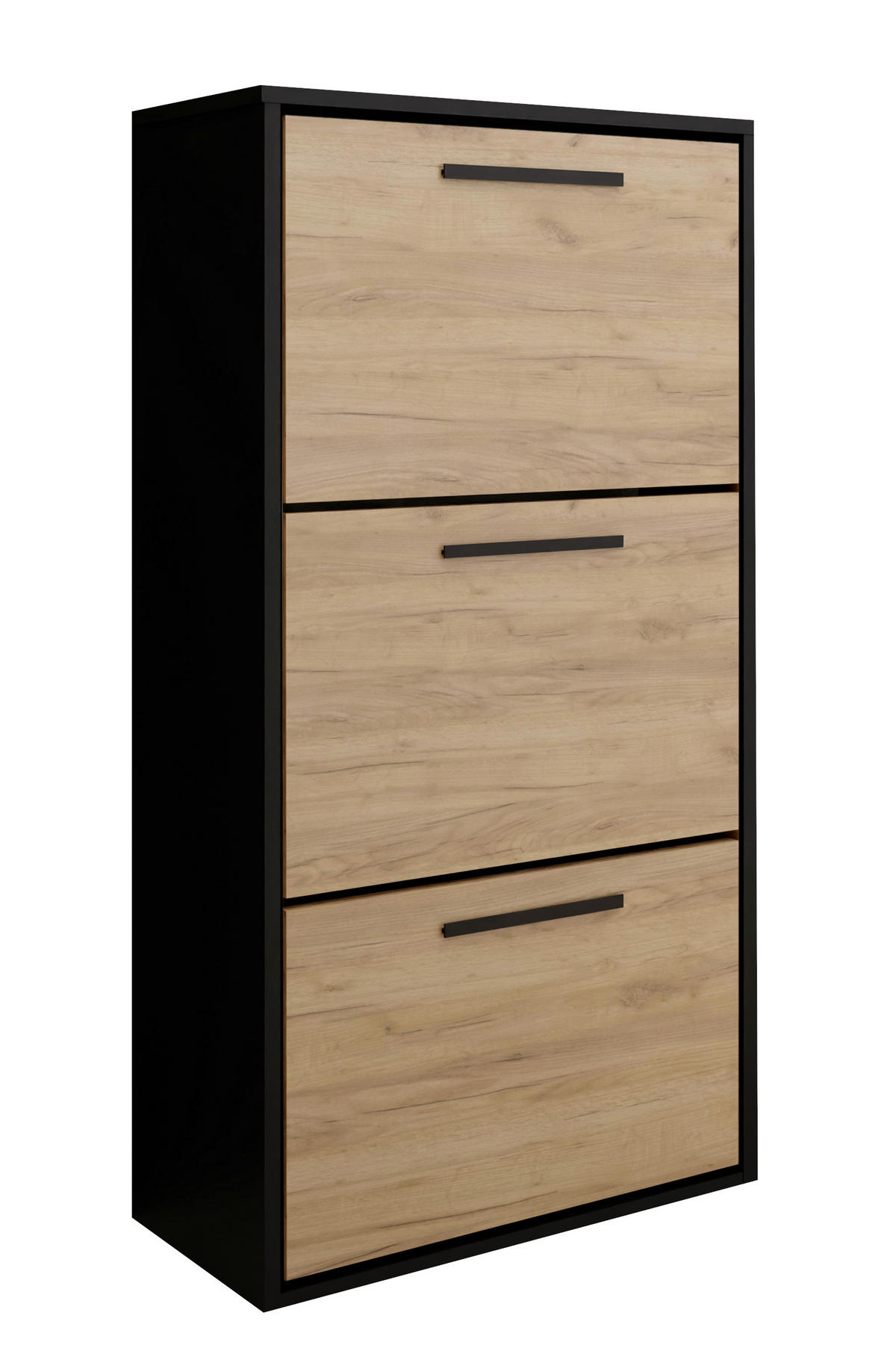 SCHUHSCHRANK Asper Schwarz & Craft Eiche Gold - Honigeiche/Schwarz, Holzwerkstoff (59/114.6/24cm) - Kier Furniture