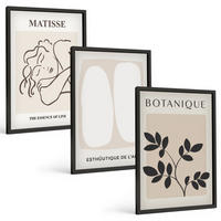 BILDER SET 3er Set - 40x60 cm Schwarzer Rahmen - Matisses stilvolle Pflanzenbilder - Schwarz, Kunststoff (40/60cm) - TULUP