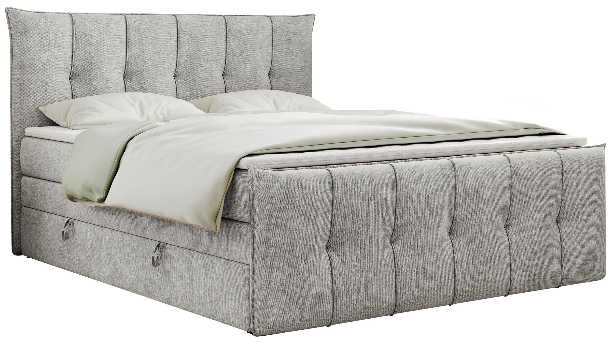 BOXSPRINGBETT PREMIUM 11 KING 160/200 Hellgrau Struktur - H4 - Hellgrau, Holz/Textil (160/200cm) - MKS