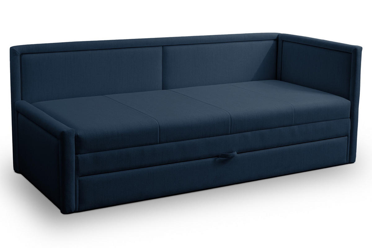 JUGENDBETT Caprili Dunkelblau mit Bettkasten - Schwarz/Dunkelblau, Kunststoff/Textil (163/189cm) - Selsey