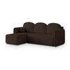 ECKSOFA SUVINO Braun Geflochtener Stoff mit Schlaffunktion - Dunkelbraun, Holz (230/143cm) - MASSENO