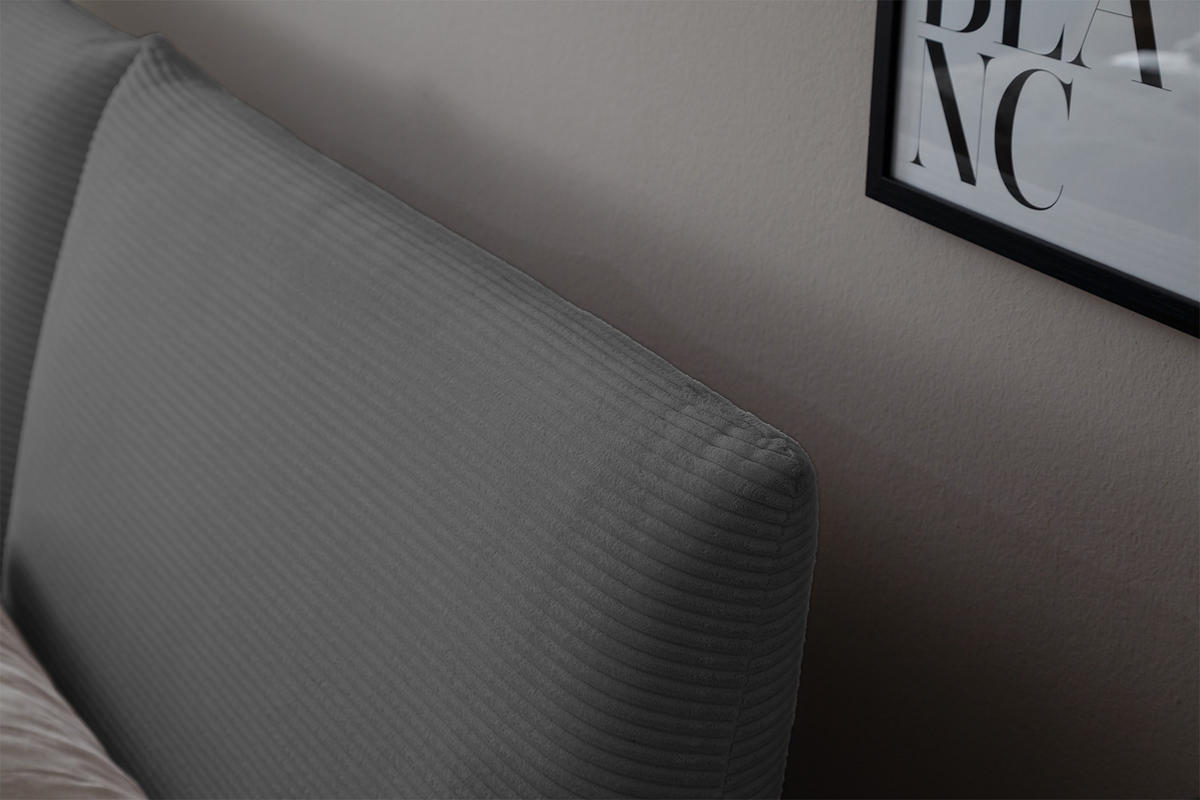 POLSTERBETT HENRY Grau Cord - Schwarz/Grau, Textil (160/200cm) - KAWOLA