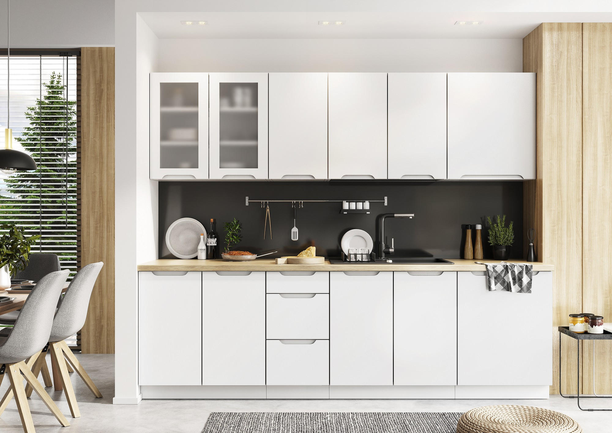 KÜCHENZEILE KS16-G260 – Zivora - Zeitloses Design für moderne Wohnräume - Weiß, Holz (260/213.3/52.4cm) - ROYAL24_MARKT