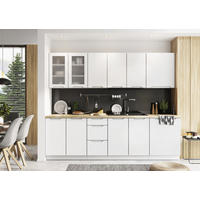 KÜCHENZEILE KS16-G260 – Zivora - Zeitloses Design für moderne Wohnräume - Weiß, Holz (260/213.3/52.4cm) - ROYAL24_MARKT