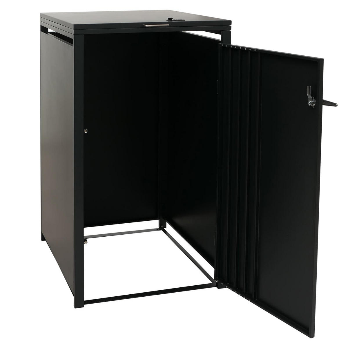 MÜLLTONNENBOX 1er mit Deckel HxBxT 122x68x84cm Anthrazit Holzoptik dunkel - Anthrazit, Metall (68/122/84cm) - PROREGAL