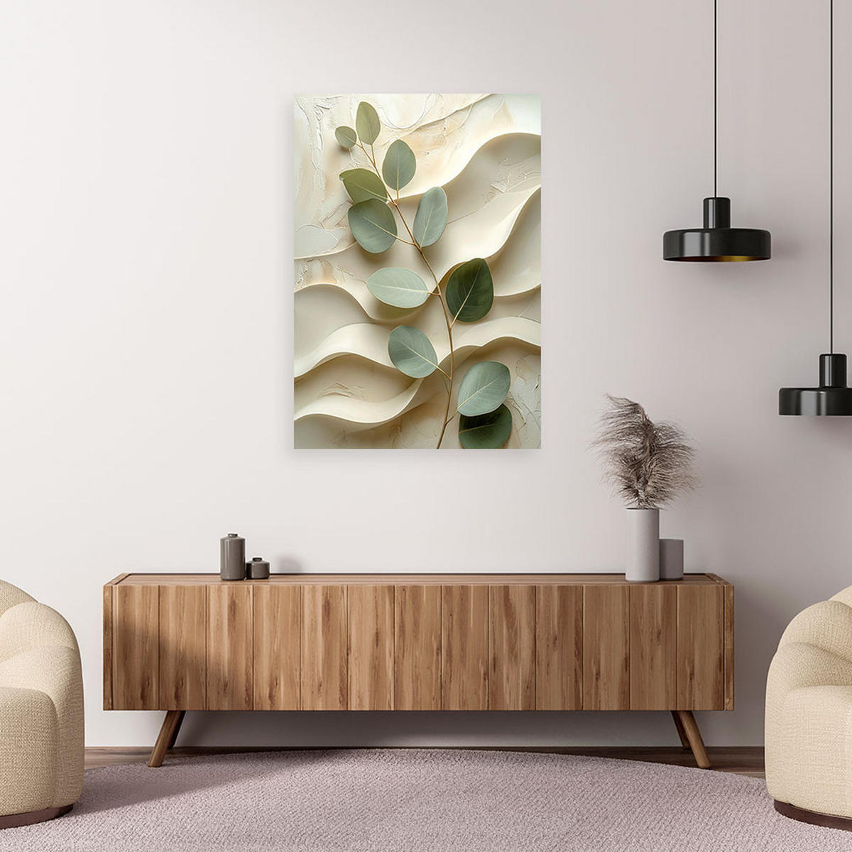 WANDBILD, Blätter - Weiß, Textil (60/90cm) - Feeby