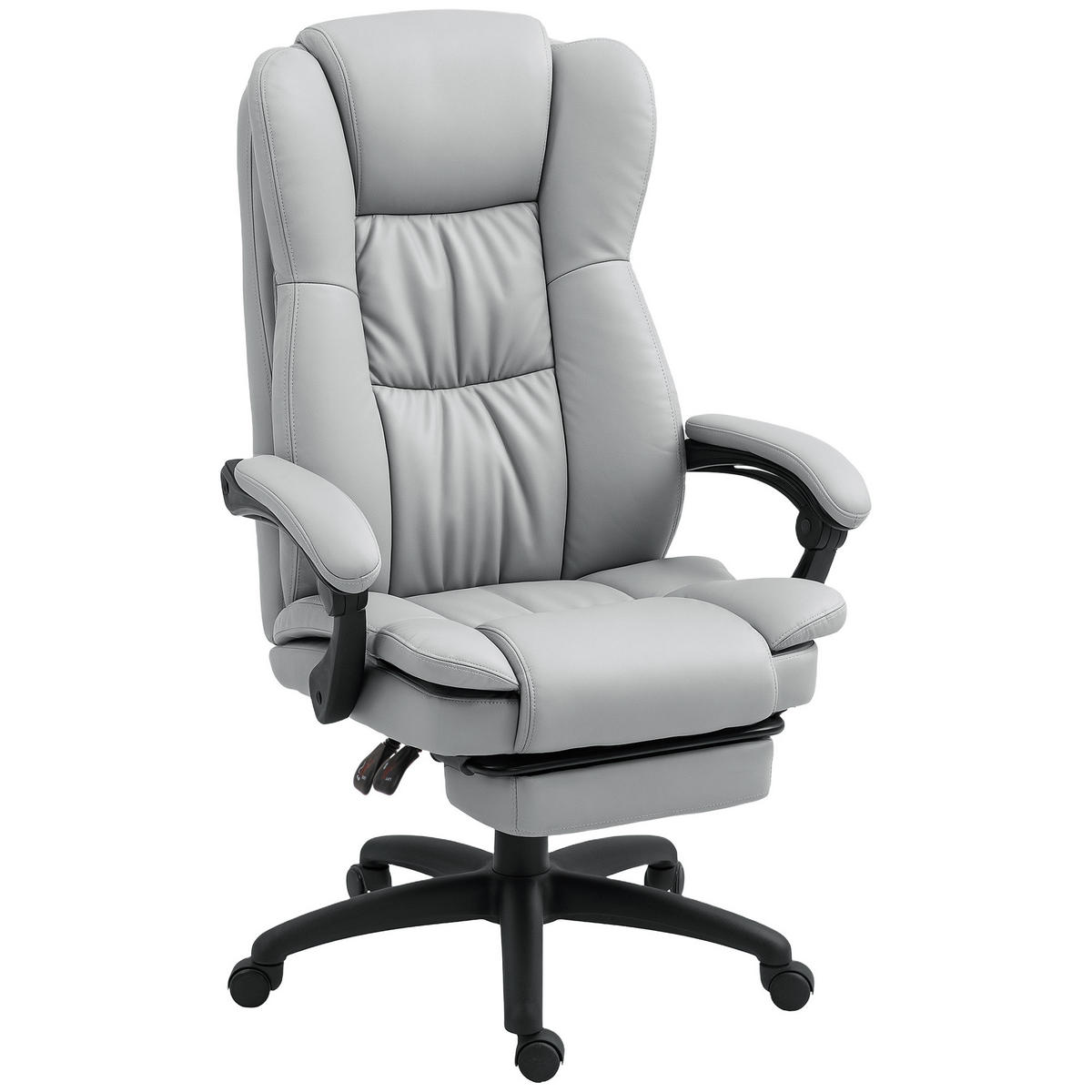 BÜROSTUHL mit 5 Massagemodi, Ergonomisch Schreibtischstuhl mit Liegefunktion - Hellgrau/Schwarz, Kunststoff (68.5/121/68.5cm) - Vinsetto