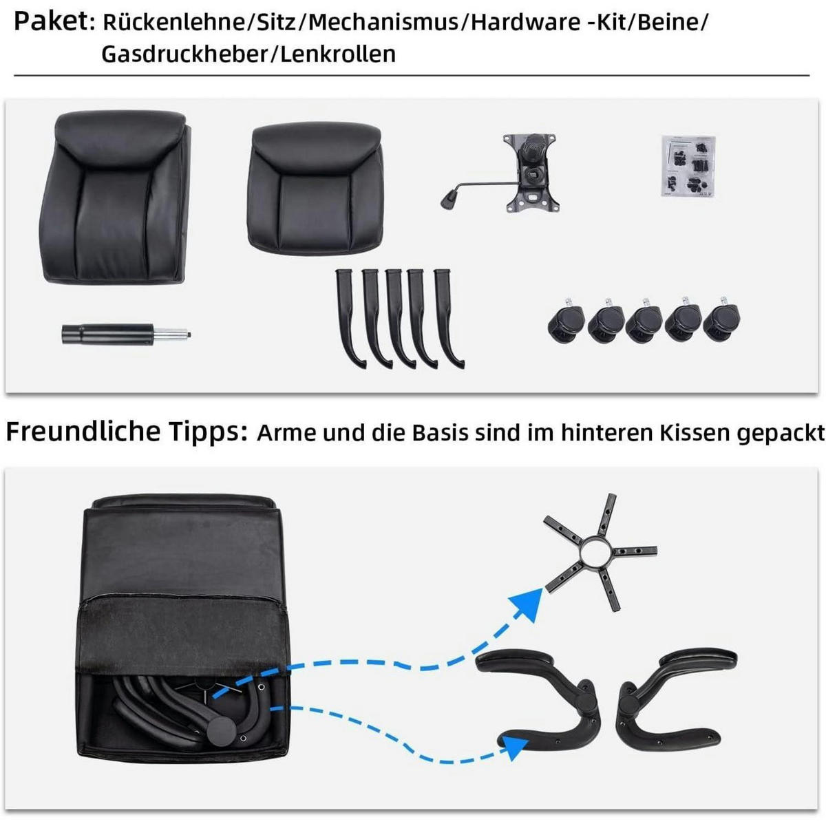BÜROSTUHL mit hochklappbarer Armlehne Schwarz - Schwarz, Kunststoff (68/117/68cm)