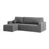 ECKSOFA VOLIRA Grau Plüsch-Stoff mit Schlaffunktion - Grau, Holz (230/143cm) - MASSENO