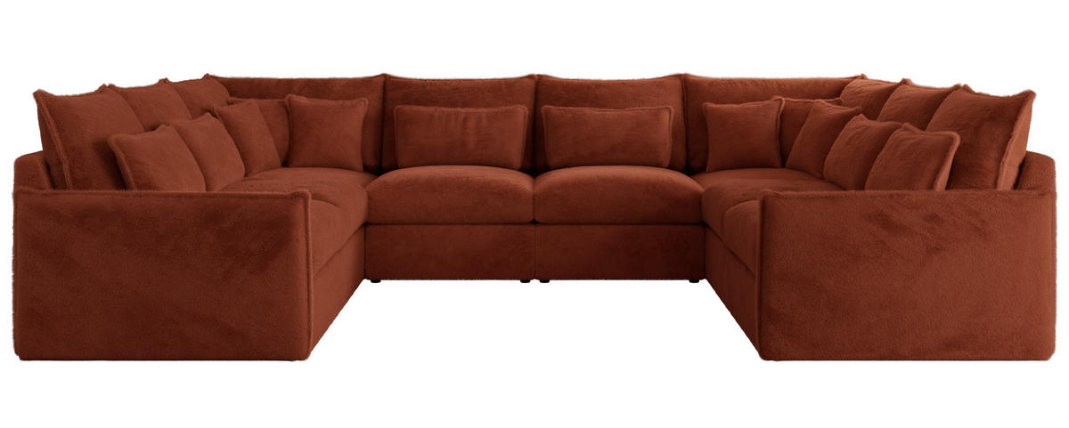WOHNLANDSCHAFT VERSO U 8M Orange Plüsch - Schwarz/Orange, Kunststoff/Textil (362/93/270cm) - MKS