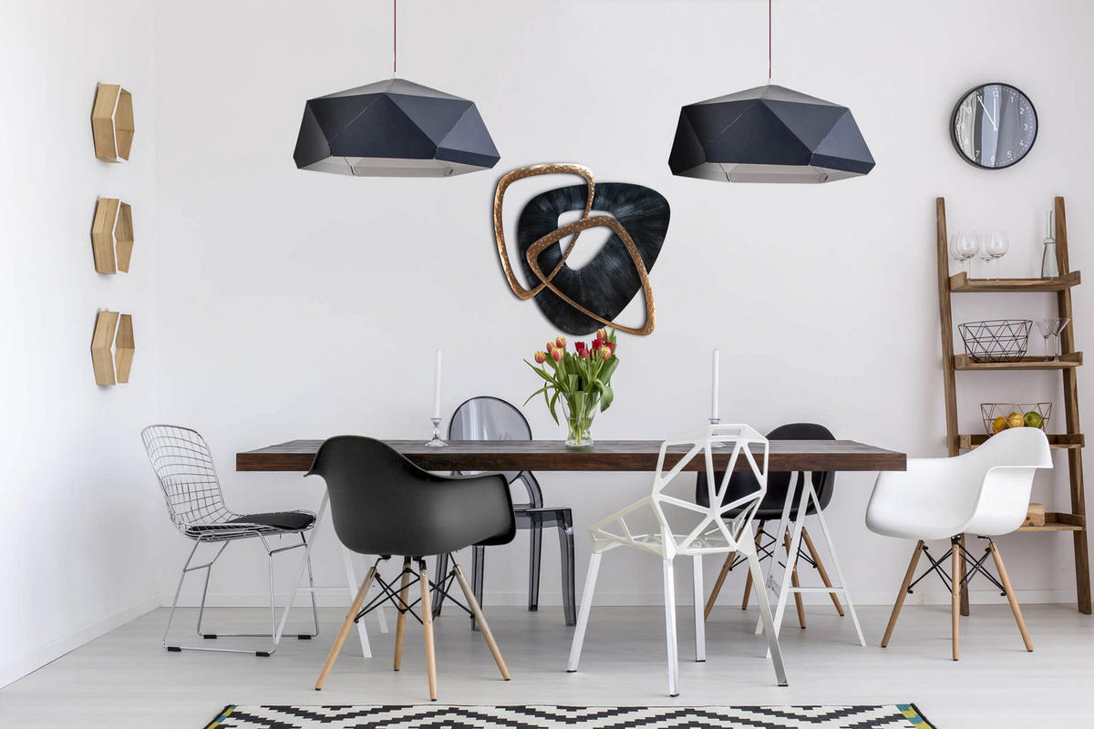 WANDDEKO Schwarz 80/80 cm - Schwarz, Metall (2.9/80/5cm) - KUNSTLOFT