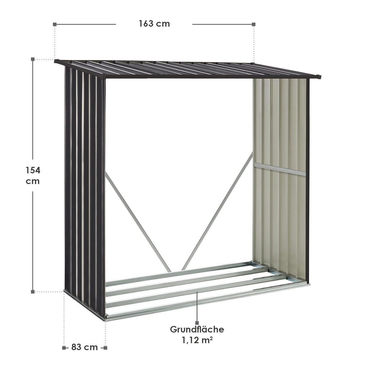 HOLZUNTERSTAND Enno aus Stahl grau - Grau, Metall (83/154/163cm) - Juskys