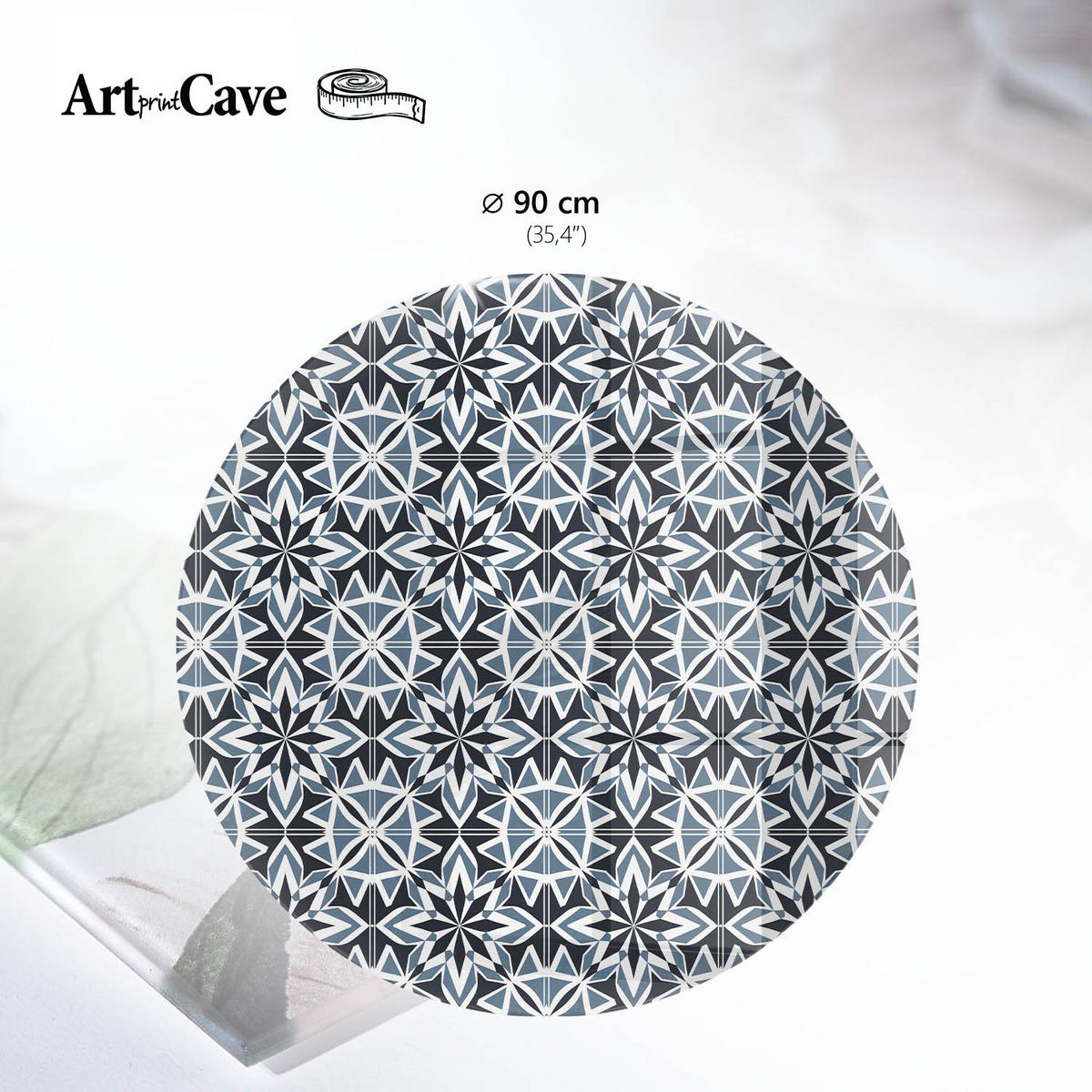 GLASPLATTE fi90 cm – Geometrische Sterne - Blau, Glas (0.4/90/90cm) - ArtPrintCave