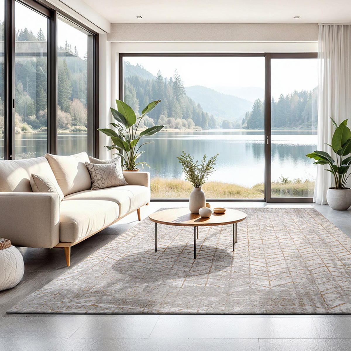 TEPPICH Central Yellow Mad Men Jacob's Ladder 170/240 cm - Beige, Textil (170/240cm) - Louis De Poortere